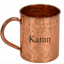 Mug en cuivre pur martelé personnalisé avec gravure de nom sur mesure |   Mug à boire ayurvédique fait main |   Tasse en cuivre cadeau - Product Image 3