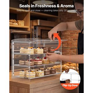 Vetrina Espositiva Commerciale a 3 Livelli da Banco in Acrilico Trasparente per Pasticceria, Pane e Torte - Ideale per Cucine e Feste - Product Image 4