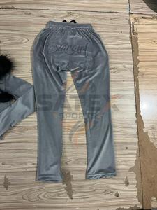 OEM Custom <b>Women's</b> Rhinestone Printed <b>Velvet</b> High Waist Flared Elegant Pants Sexy Solid Color <b>Velvet</b> Pants for <b>Woman</b> - Product Image 4