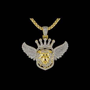 Joyería Hip Hop Jasen Iced Moissanite al por mayor, colgante de corona de león con alas de plata de ley 925, certificado IGI para venta al por mayor. - Product Image 4