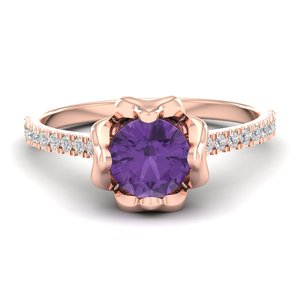 Bague de naissance REYES en moissanite étincelante de clarté VVS pour femme, en argent sterling 925, coupe ronde, pierre précieuse améthyste 1 carat, bijoux fins - Product Image 5