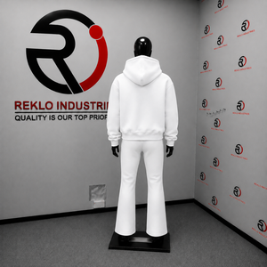 Ensemble de survêtement blanc personnalisé pour homme, sweat à capuche zippé, panneaux contrastants beiges, pantalon évasé, ensemble deux pièces de sport, vente en gros OEM Streetwear - Product Image 4
