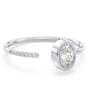 แหวนเงินแท้ 925 REYES ปรับขนาดได้ ประดับเพชรโมอิสซาไนต์ทรงรี 0.52 กะรัต สำหรับผู้หญิง ชุบโรเดียม เครื่องประดับคุณภาพสูง - Product Image 1