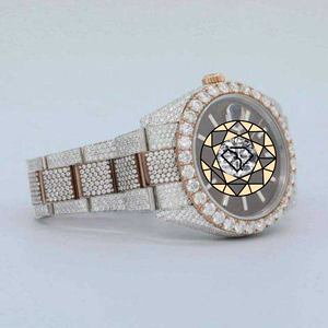 Women's Lab Diamond <b>Watch</b> Stainless Steel Round <b>Case</b> Analog Quartz 36mm Deployment Clasp Sapphire Crystal Dial <b>Watch</b> - Product Image 3