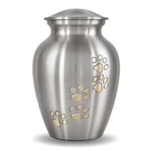 Dual Tone Gradient Brass Pet <b>Urn</b> Rainbow Blue Red Gold Paw Print Cremation <b>Urn</b> for Dog & <b>Cat</b> Ashes - Product Image 6