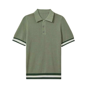 เสื้อเชิ้ตผู้ชายสีเขียวมะกอก แขนสั้น ผ้าถักโพลีเอสเตอร์ ระบายอากาศได้ดี น้ำหนัก 180 กรัม สีพื้น ทรงลำลอง ใส่สบาย - Product Image 3