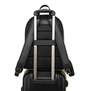 Minimalist Black Microfiber <b>Laptop</b> <b>Backpack</b> With Diamond Lattice Pattern Zipper Closure Unisex Softback 20-39L Water Resistant - Product Image 3