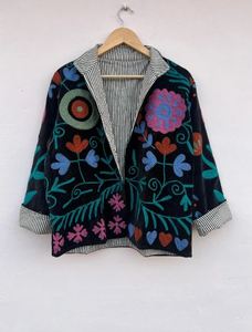 Chaqueta de Invierno Suzani, Prenda Exterior Étnica y Chic, Chaqueta Suzani de Estilo Vintage, Chaqueta de Invierno de Terciopelo Bordado, Abrigo Vintage Unisex - Product Image 3