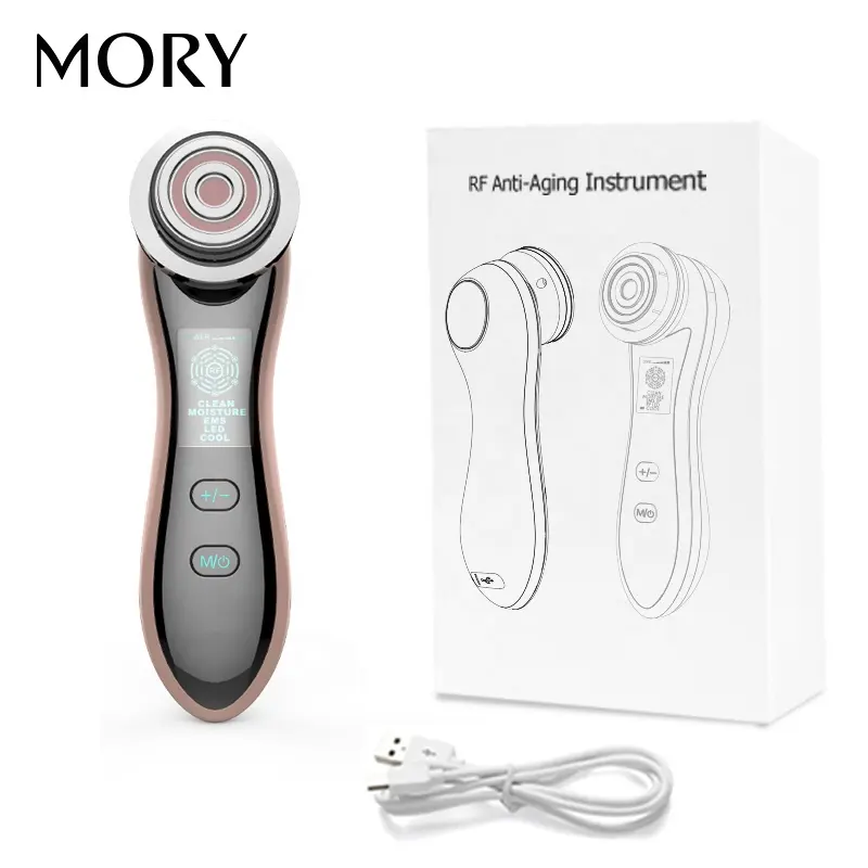 Mory Led Therapie Gezicht Gezicht Massager Vibrator Mini Luxe Draagbare Microstroom Huidverstrakking Rf Schoonheid Instrument