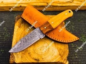 Couteau de chasse et de dépecage en acier Damas à pointe tombante, directement de l'usine, avec étui, haute qualité, personnalisable, ultra-affûté, vente en gros, ODM - Product Image 3