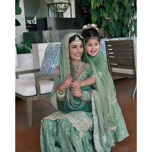 Robe de soirée de travail à broderie lourde Top-Plazzo et Dupatta pour fête - Product Image 4