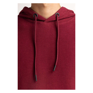 Sweat-shirt à capuche en coton bordeaux pour homme, coupe classique, couleur unie, décontracté, avec poche avant, pour l'automne - Product Image 4