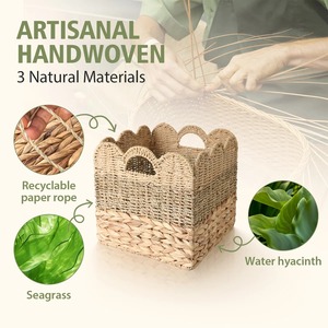 <b>Basket</b> Seagrass water hyacinth and paper Handmade <b>Storage</b> <b>Basket</b> Wholesale eco-friendly Made in Vietnam - Product Image 5