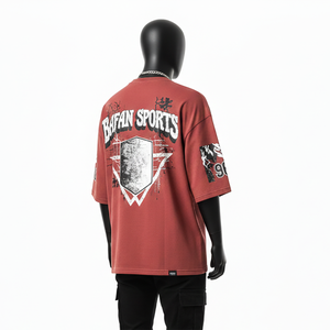 Camiseta de algodón grueso para hombre, estilo streetwear, con estampado gráfico y logotipo personalizado, 100% algodón, corte holgado. - Product Image 5