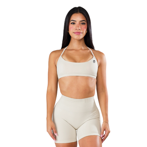 Sujetador deportivo halter sin costuras para mujer, diseño minimalista, para yoga y fitness, ropa deportiva, suave, elástico, con soporte, ligero, top de entrenamiento, color trigo - Product Image 1