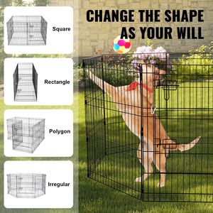 Recinto per Cani a 8 Pannelli Pieghevole in Metallo, Box per Esercizio 76 cm (H) x 61 cm (L) per Interni ed Esterni con Porta XL - Product Image 6