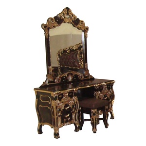 Pháp phong cách Rococo phòng ngủ thiết lập chần sợi vòng đầu giường trong da Tay Chạm Khắc trong rắn gỗ gụ gỗ được thiết kế cho Châu Âu nhà - Product Image 5