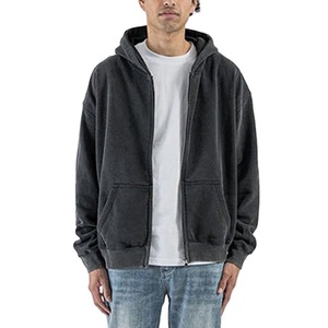 Sudadera con capucha para hombre con cremallera, lavado ácido, 400GSM, forro polar de algodón suave, estilo urbano, personalizada, OEM, marca privada, de fábrica - Product Image 2