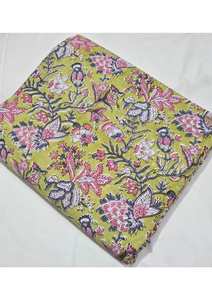 Tissu en coton biologique indien fait main, écologique, poids moyen 90 GSM, imprimé floral au bloc, voile pour rideaux, chemises et confection de housses - Product Image 4