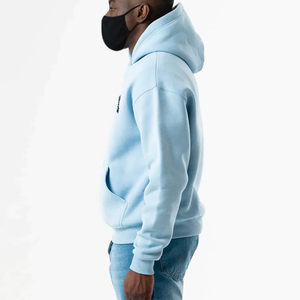Sudadera con capucha y cremallera Dream Embroidered para hombre, azul claro, informal, de algodón y forro polar, cuello alto, corte regular, con bolsillo frontal con logo. - Product Image 3