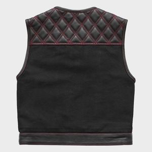 Chaleco de Motocicleta de Cuero para Hombre, Color Negro y Rojo, Estilo Stinger Hunt Club - Product Image 2