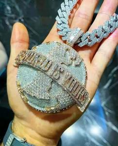 Pendentif personnalisé pour homme en argent sterling 925 avec lettre, 6 carats, testé et certifié, véritable moissanite - Product Image 2