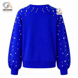 Sudadera de Mujer de la Hermandad Sigma Gamma Rho, Azul Rey, 100% Algodón, Secado Rápido, Transpirable, Mangas con Cuentas, Cuello Redondo con Letras Griegas - Product Image 2