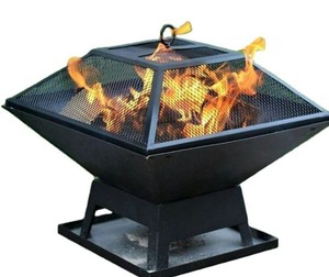 Barbecue carré en acier, chauffage extérieur, foyer de jardin, brasero portable mini, brasero compact, télécommande, revêtement poudré - Product Image 1