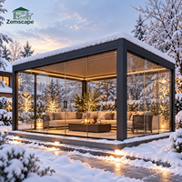 Pergola électrique moderne résistante aux intempéries avec écran roulant extérieur pour villa périurbaine, jardin, pelouse, terrasse de relaxation