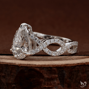 2CT Pear Cut Lab Diamond Engagement <b>Ring</b> IGI Certified Twisted Pave <b>Split</b> Band 10K White Gold - Product Image 2