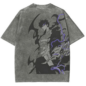 Camiseta Oversize Vintage de Algodón 100% de Alto Gramaje con Hombros Caídos, Lavado Ácido, Tejida, Tallas Grandes para Hombre al por Mayor - Product Image 3