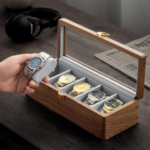 wood <b>Watch</b> Box for Men 5 Slot Wooden <b>Watch</b> <b>Case</b> <b>Watch</b> Display Box with Glass Lid <b>Watch</b> Holder for <b>Watch</b> Storage for Men - Product Image 3