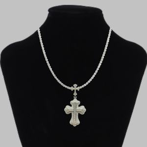 Collar con Colgante de Cruz, con Circonitas, Chapado en Rodio, Tono Plateado, Unisex, Regalo para Fiestas, para Hombres y Mujeres - Product Image 3
