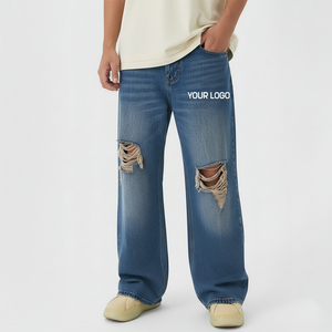 Nuevos Jeans Rectos Personalizados de Estilo Hip Hop Vintage para Hombre, Vaqueros Desgastados y Ajustados de Alta Calidad, Elásticos, Lavados para Invierno - Product Image 4