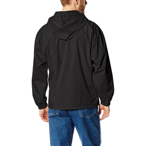 Veste coupe-vent imperméable en toile à capuche pour homme, manches longues, fermeture éclair, écologique, couleurs et tailles personnalisables, logo sur le devant - Product Image 5