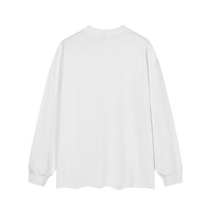 270GSM Custom Knitted Oversized Men Long Sleeve T Shirt Plain <b>White</b> 100% Cotton Heavyweight <b>Tee</b> - Product Image 6