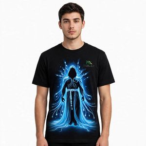 Camiseta Gráfica Unisex NEXTEX Negra con Capucha, Estampado, Algodón Suave, Cuello Redondo, Informal - Product Image 1