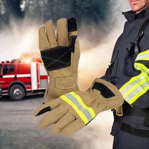 Guantes de Bombero de Cuero Resistentes al Fuego para Rescate y Trabajo, con Correa Reflectante - Product Image 6