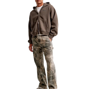 Hoodie zippé court et ample pour homme en molleton de coton French Terry 450 g/m² de haute qualité, style streetwear - Product Image 5