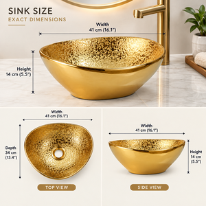 Round Brass <b>Bathroom</b> <b>Sink</b> with Hammered Textured Interior and Rounded Vessel <b>Bowl</b> for Premium Hotel and Resort <b>Bathrooms</b> Export - Product Image 4