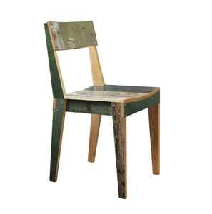 Chaise de salle à manger en teck recyclé avec finition peinte rustique, meubles en bois durables faits à la main pour café et hôtel - Product Image 1