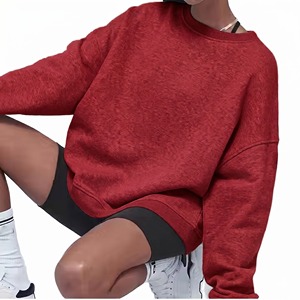 Sudadera Oversize de Cuello Redondo para Mujer, Manga Larga, Tejido de Algodón, Color Sólido, Transpirable, para Otoño - Product Image 6