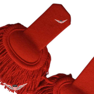 Epaulettes de hombro personalizables rojos con flecos de alambre y Mylar, epaulettes de uniforme vintage con borlas - Product Image 2