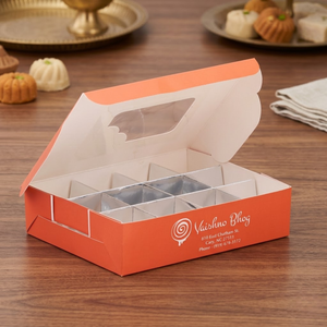 Luxury Double Wall Sweet Chocolate Box with Gold Foil | Custom Printed Cardboard Mithai Packaging Box Cost Effective Gift Box - Product Image 4