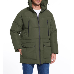 Veste d'hiver pour homme, veste longue décontractée, épaisse, de style outdoor, veste matelassée avec capuche, parka noire de sport, parka hip hop - Product Image 1