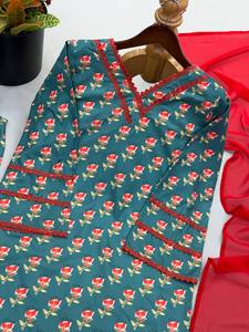 Nuevo Conjunto Salwar de Diseño para Mujer, en Crepé Natural Elástico, de Secado Rápido, Reversible, Antiarrugas, con Estampado Digital, Corte Regular - Product Image 6