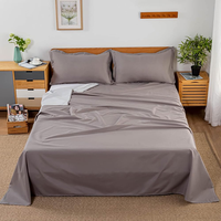 Parure de draps en coton gris uni 400 fils, drap-housse avec taies d'oreiller, sans plis, pour usage domestique, style simple