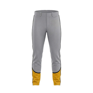Pantalones de béisbol grises para hombre con puños amarillos, logotipo bordado, corte ajustado, poliéster transpirable, para todas las estaciones. - Product Image 2