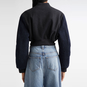 100% Breathable Custom Wool Best Material Made Women's Crop Varsity Jacket Custom Closure Design Crop Women's Varsity Jacket - Product Image 2