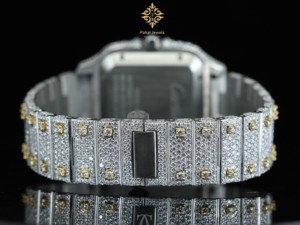 Montre automatique pour homme Pahal Jewels avec diamants, boîtier carré en acier inoxydable 40 mm, affichage analogique de la date, bracelet de luxe tendance - Product Image 2